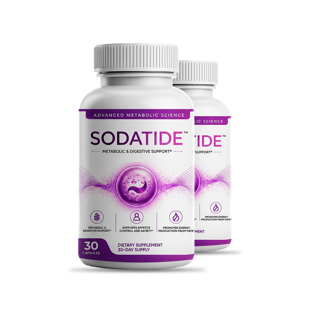 SodaTide bottle, 30 capsules, advanced metabolic science synbiotic supplement